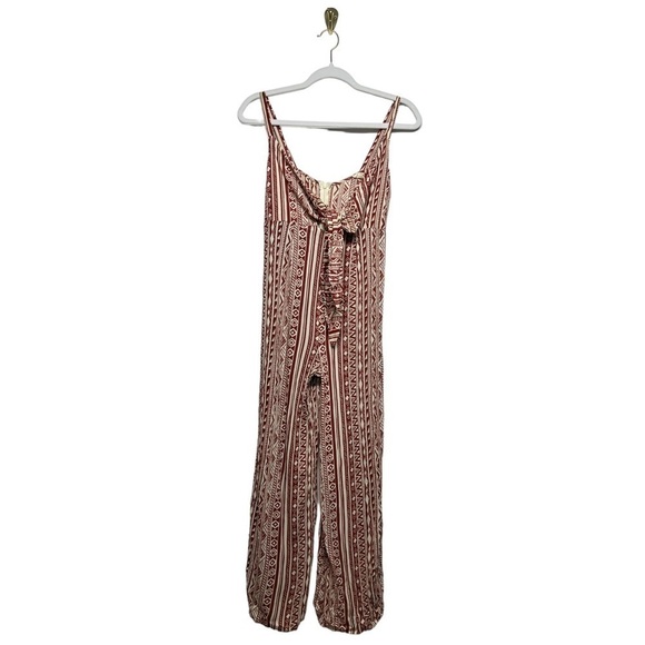 AUDREY 3+1 Red Aztec Print Tie-Front Jumpsuit - Picture 4 of 9